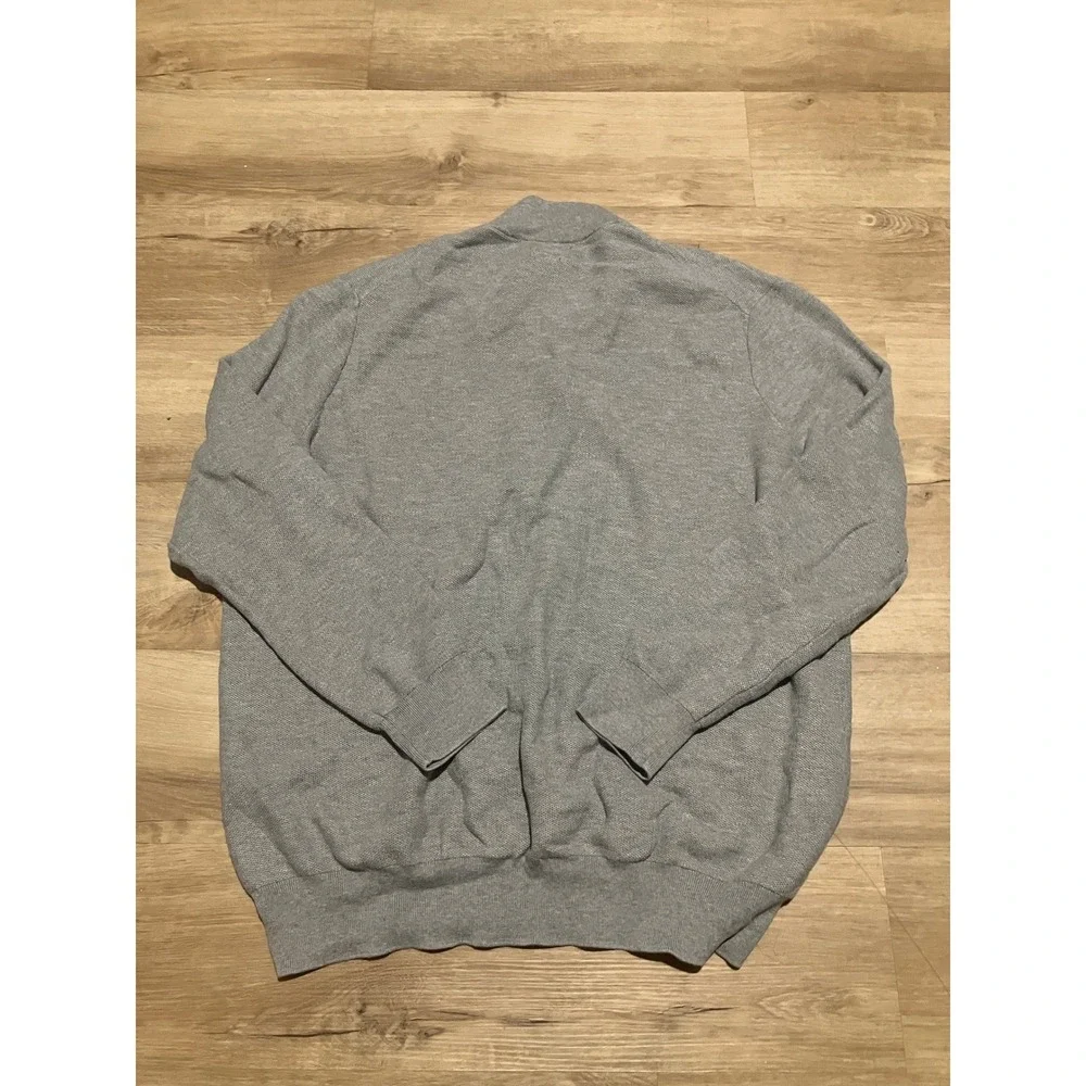 Polo Ralph Lauren Mens 2XLT Grey Pima Cotton Quarter Zip Pullover Sweater Tall